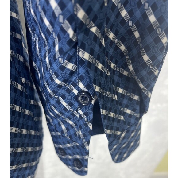 Tom Baine Performance Shirt Slim Fit Button Down Blue White Small 14-14-1/2 - Picture 5 of 9